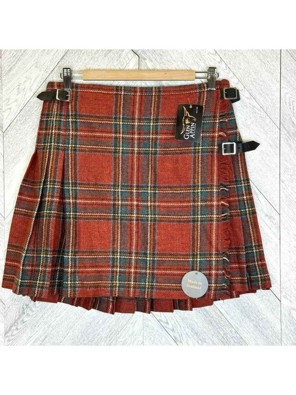 Glen Appin Scotland Royal Stewart Tartan Plaid Skirt 100% Wool Womens US Size 8